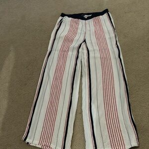 Express size medium red white navy striped wide leg pants